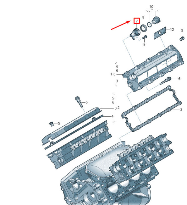 057103482D - NEW VW TOUAREG 7P MK2 OIL FILLER PIPE UNION 057103482D