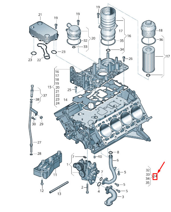 057198405C - VW Touareg 7P MK2 oil tank and oil separator gasket set 057198405C NEW ORIGINAL
