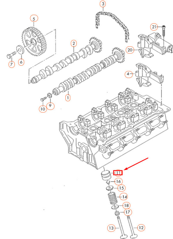 058109309F - NEW VOLKSWAGEN SHARAN 7M MK1 INLET VALVE TAPPET 058109309F ORIGINAL