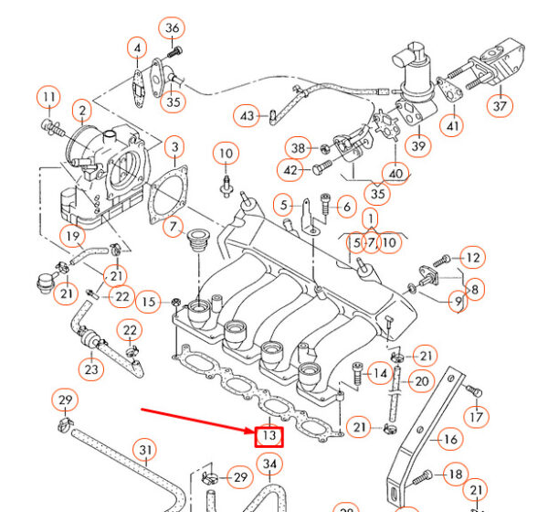 058129717D - VOLKSWAGEN SHARAN 7M MK1 intake manifold gasket 058129717D NEW ORIGINAL