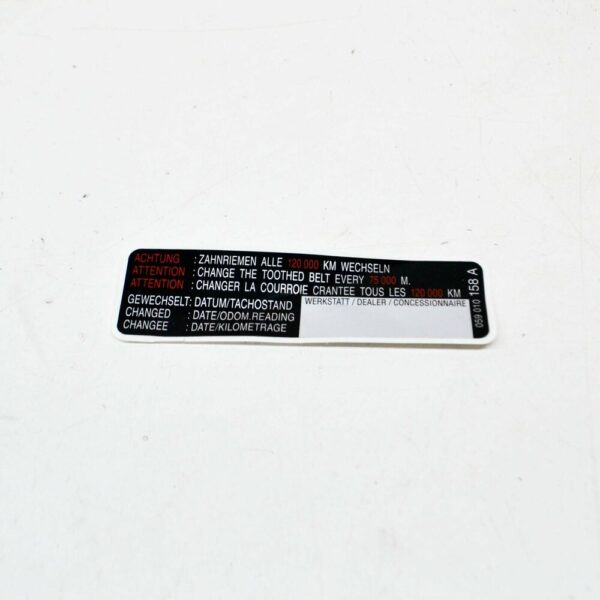059010158A - NEW VW PASSAT B5 5 TOOTH BELT SERVICE STICKER 059010158A ORIGINAL
