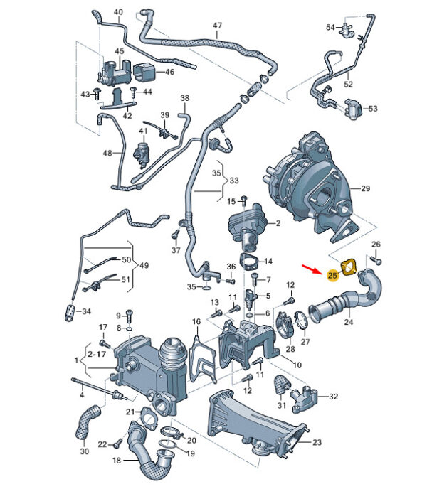 059131599K - NEW VW TOUAREG 7P MK2 EGR PIPE GASKET 059131599K ORIGINAL