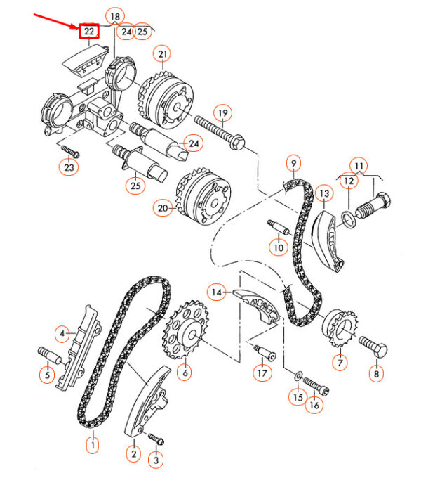 066109514 - NEW VOLKSWAGEN BEETLE 9C UPPER TIMING CHAIN GUIDE 066109514