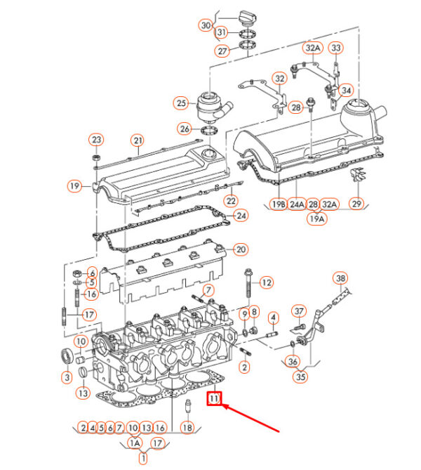 06A103383AN - NEW VOLKSWAGEN BEETLE 9C CYLINDER HEAD GASKET 06A103383AN GENUINE