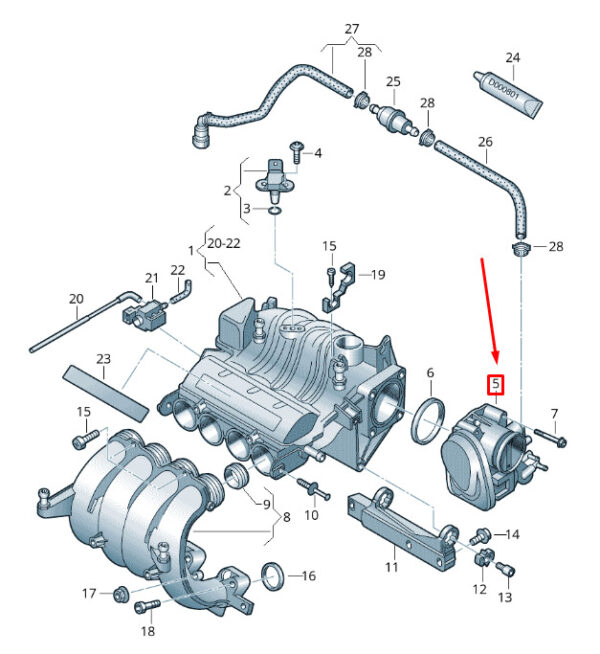 06A133062AT - Throttle housing for Volkswagen Caddy 2K MK3 06A133062AT, original part