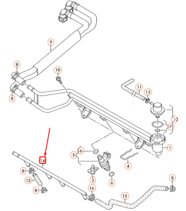 06A133581A - NEW VOLKSWAGEN BEETLE 9C FUEL RAIL AIRLINE 06A133581A ORIGINAL