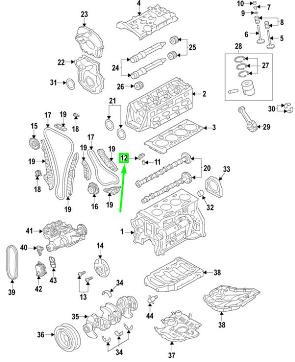 06E109417AB - NEW VOLKSWAGEN PASSAT B8 3G ENGINE ROCKER ARM 06E109417AB