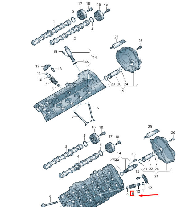 06E109623N - New VW TOUAREG 7P MK2 Valve Spring 06E109623N
