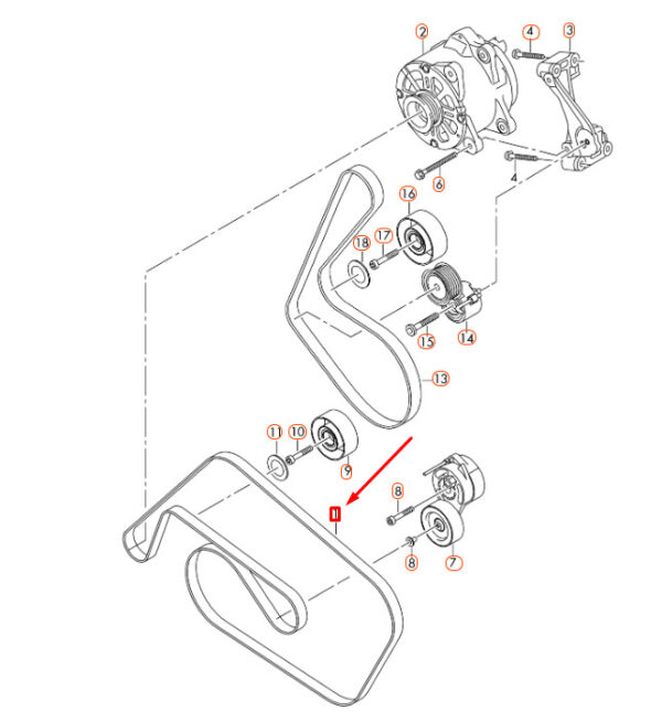 06E903137AE - NEW VOLKSWAGEN TOUAREG 7P A/C COMPRESSOR POLY V-BELT 06E903137AE ORIGINAL
