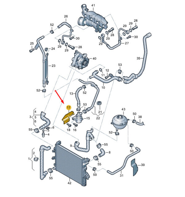 06H121079G - New VW TRANSPORTER VI T6 Additional Coolant Pump Bracket 06H121079G