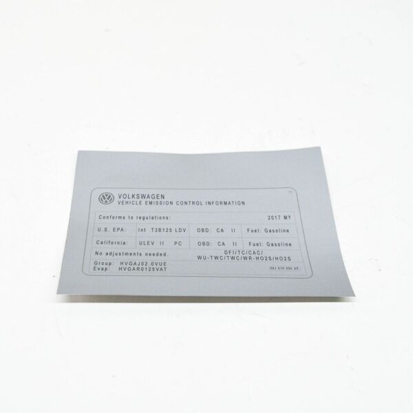06J010005AP - New Volkswagen Engine Data Notice Label Sticker 06J010005AP