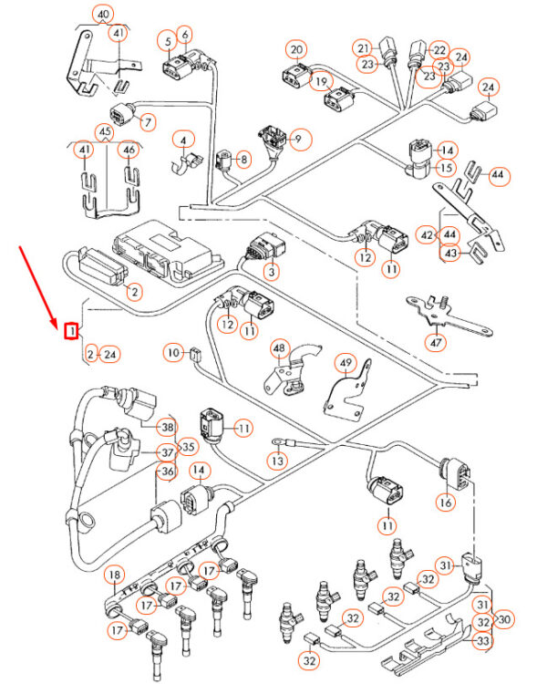 06J971604A - NEW VOLKSWAGEN PASSAT B6 ENGINE WIRING SET 06J971604A OEM