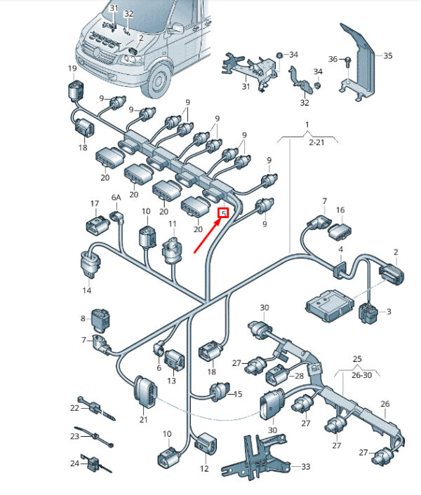 06J971824D - New VW TRANSPORTER VI T6 Injector Wiring Harness Cable Guide 06J971824D