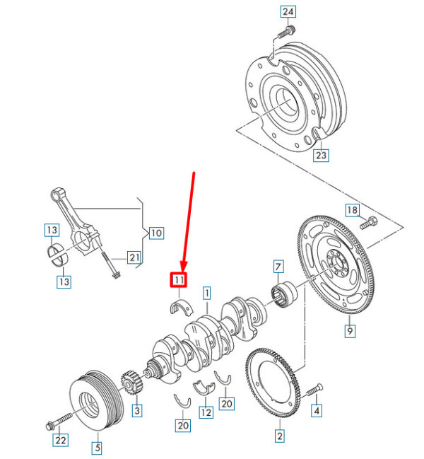 06K105561ACSWA - VOLKSWAGEN ARTEON 3H7 upper crankshaft bearing shell 06K105561ACSWA NEW ORIGINAL