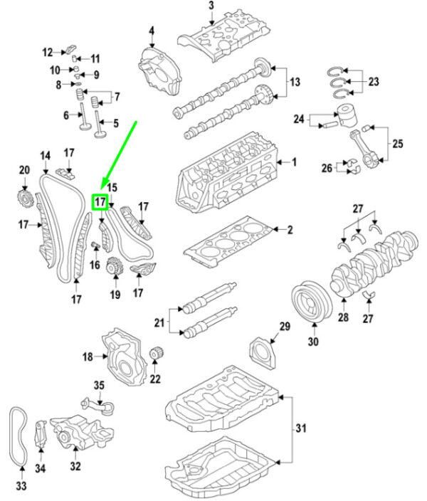 06K109509G - NEW VOLKSWAGEN PASSAT B8 3G TIMING CHAIN GUIDE RAIL 06K109509G ORIGINAL