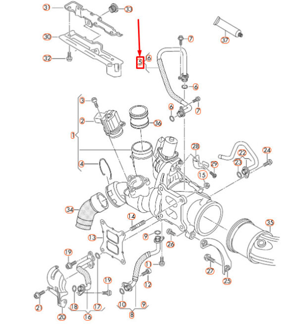 06K145778AB - NEW VOLKSWAGEN BEETLE A5 FEED OIL PIPE 06K145778AB