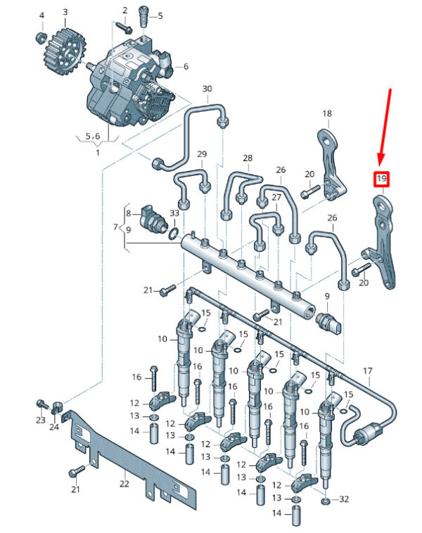 076130180 - New VOLKSWAGEN CRAFTER 2F MK1 Right Fuel Rail Bracket 076130180