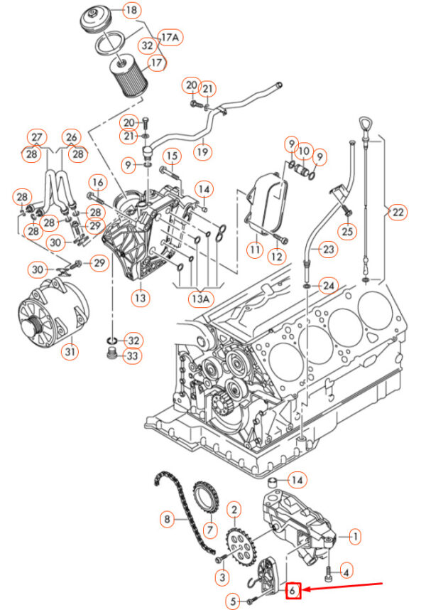077115124A - NEW VOLKSWAGEN PHAETON GP4 OIL PUMP DRIVE CHAIN TENSIONER 077115124A ORIGINAL