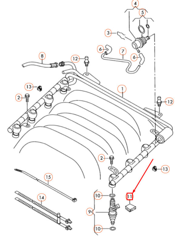 077906037A - VOLKSWAGEN PHAETON GP4 injection nozzle holding clip 077906037A NEW ORIGINAL