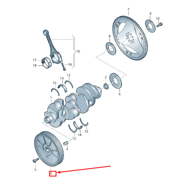 079105251Q - VW Touareg 7P MK2 Crankshaft Vibration Damper 079105251Q, Genuine Part