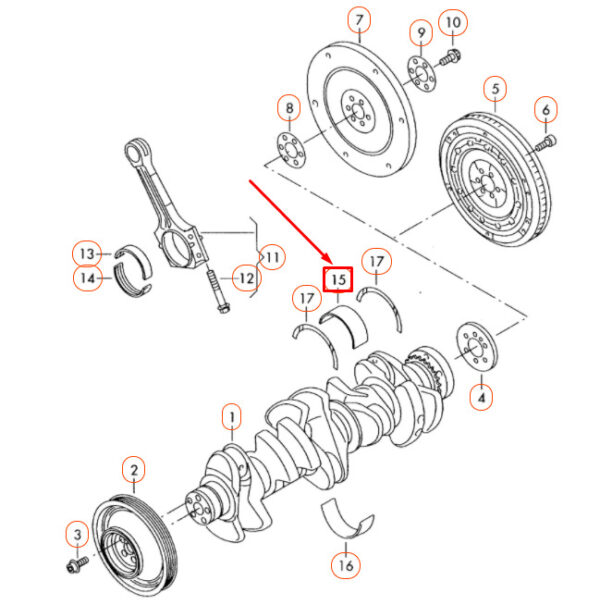 07K105561F - VW BEETLE A5 Engine Crankshaft Upper Bearing Shell 07K105561HBLA NEW GENUINE