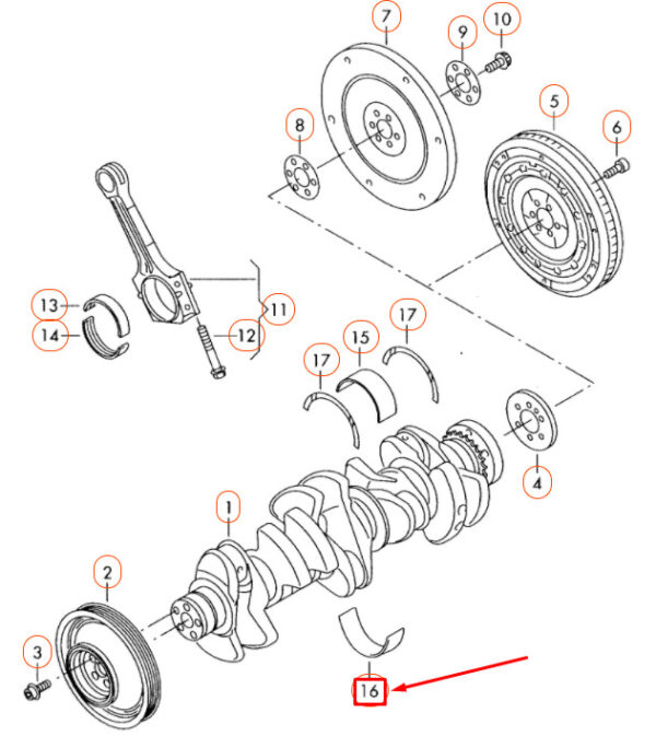 07K105591FBLA - NEW VOLKSWAGEN GOLF 5G MK7 LOWER CRANKSHAFT BEARING CASE 07K105591FBLA ORIGINAL