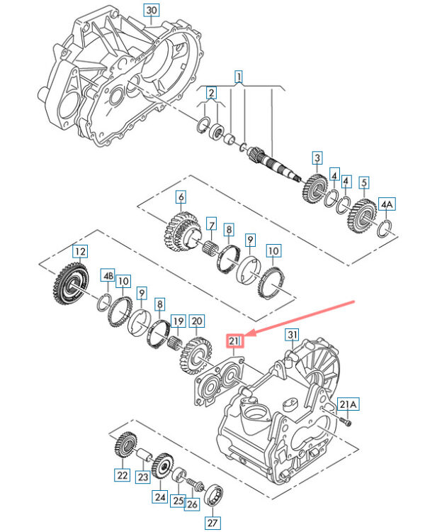 0AJ311206E - NEW VW PASSAT B8 3G GEAR HOUSING GOOFED BALL BEARING MOUNTING 0AJ311206E