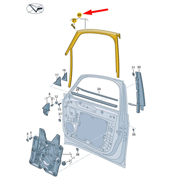 10A837440B - NEW VOLKSWAGEN ID.3 E11 FRONT RIGHT DOOR WINDOW GUIDE 10A837440B ORIGINAL