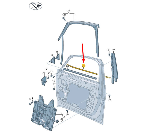 10A837477B5AP - VW ID.3 E11 Front Left Door Window Aperture Outer Seal 10A837477B5AP NEW GENUINE