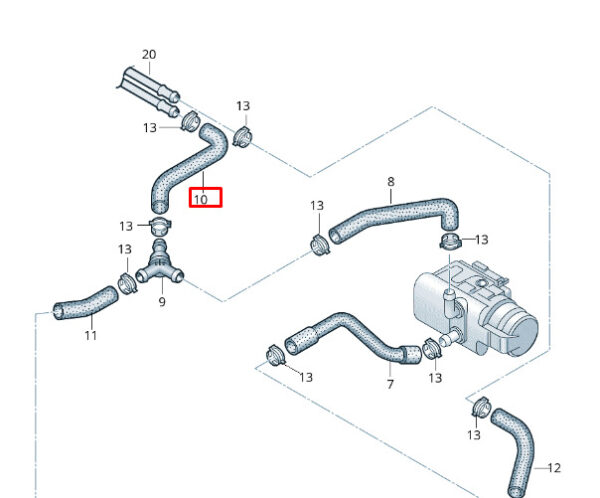 7E0819373 - Volkswagen Transporter T6 Water Coolant Trousers 7LA819460 NEW GENUINE