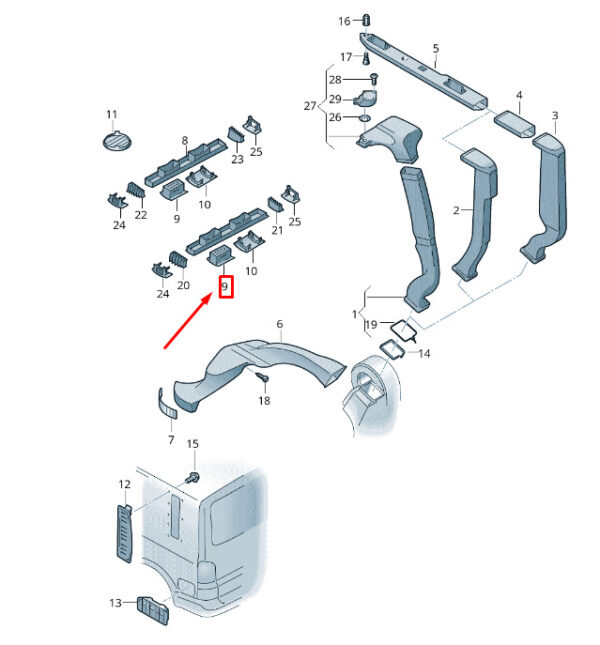 7E0820951AY20 - NEW VW TRANSPORTER VI T6 REAR AIR EXHAUST 7E0820951AY20 ORIGINAL