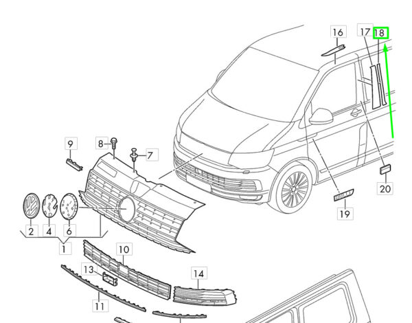 7E0853313041 - NEW VW TRANSPORTER T6 LEFT SIDE SLIDING DOOR FOIL TRIM 7E0853313041 ORIGINAL