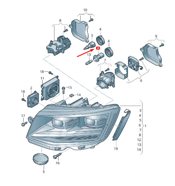 7E0953123 - VW Transporter T6 Indicator Drive - Bulbs - Base - Mount 7e0953123