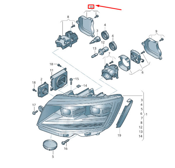 7E0998607A - NEW VW VAN VI T6 FRONT BEAM LEFT COVER CAP 7E0998607A ORIGINAL