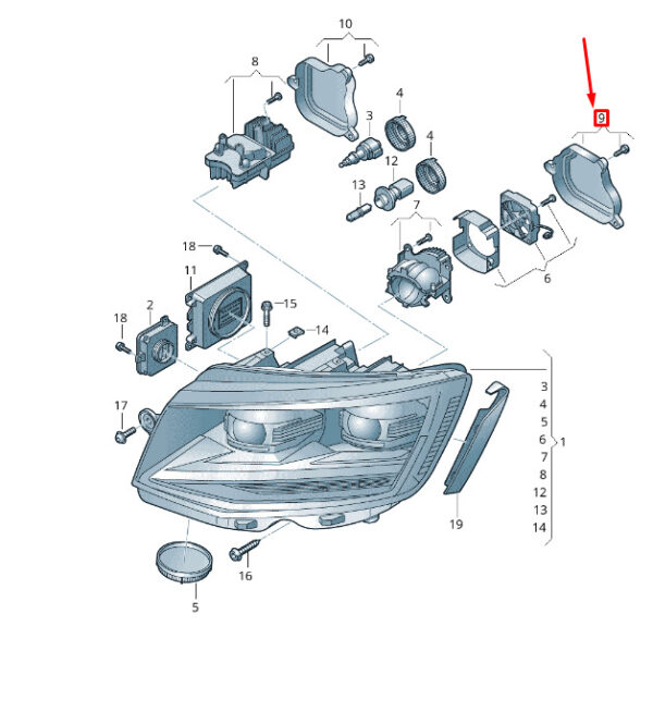 7E0998608 - NEW VW VAN VI T6 HEADLIGHTS RIGHT IMMERSED ORIGINAL