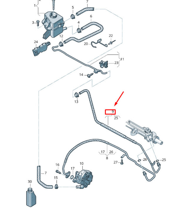 7E1422891L - NEW VW TRANSPORTER VI T6 POWER STEERING RETURN HOSE LHD 7E1422891L