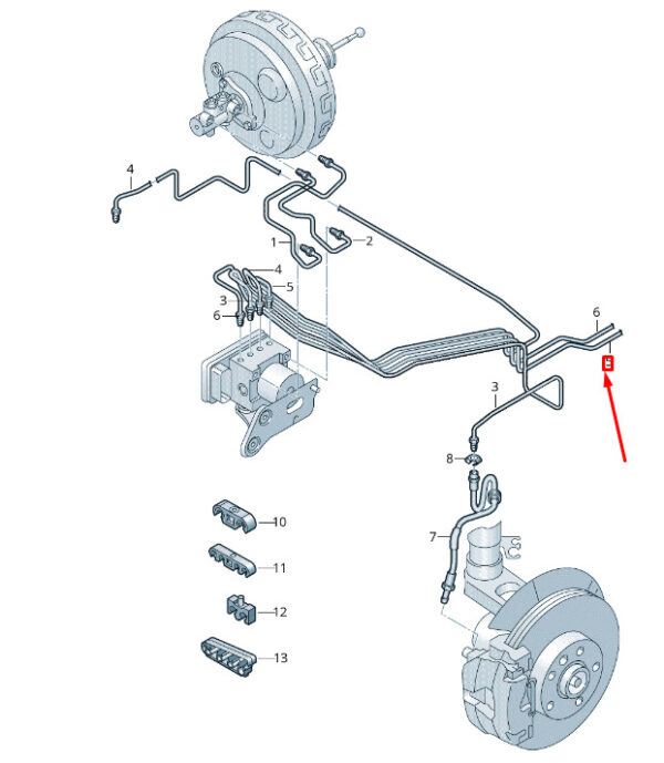 7E1614729 - VW TRANSPORTER VI T6 brake line front left LHD 7E1614729 NEW GENUINE