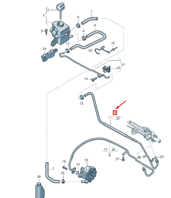 7E2422891S - VW TRANSPORTER VI T6 return hose power steering RHD 7E2422891S NEW ORIGINAL