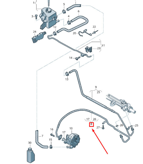 7E2422893AM - New VW TRANSPORTER VI T6 Power Steering Expansion Hose RHD 7E2422893AM