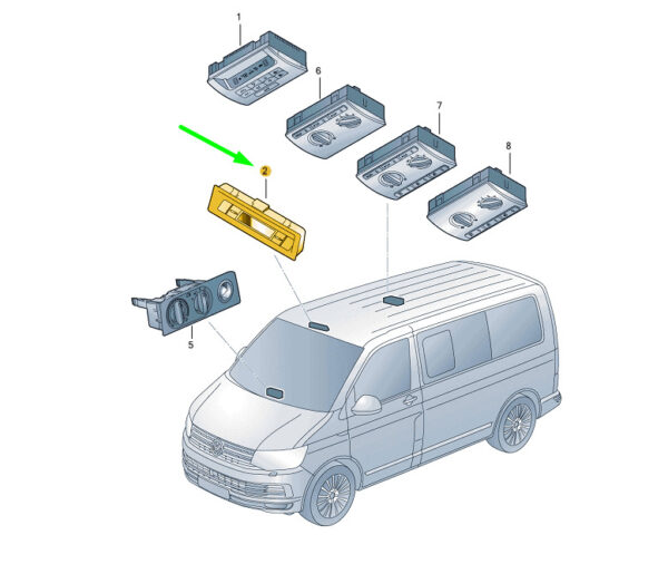 7E5919037HY20 - New VW TRANSPORTER T6 Display And Control Panel With Timer 7E5919037HY20