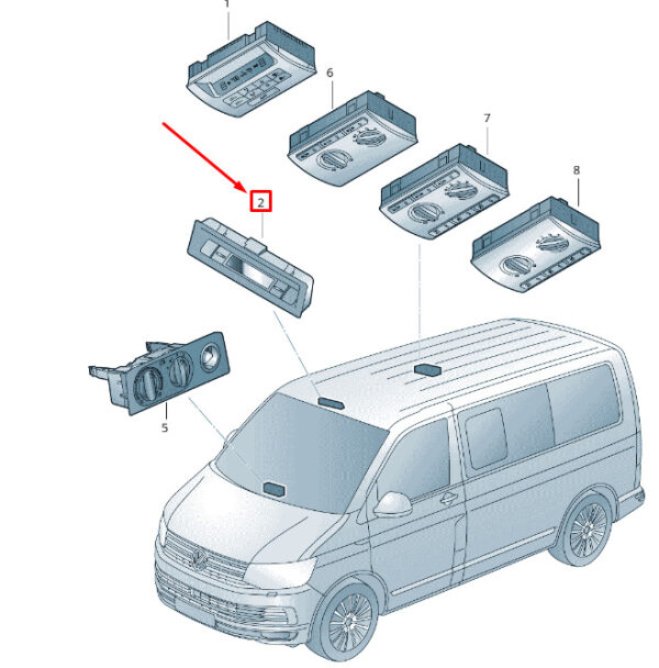 7E5919037J8YS - VW TRANSPORTER T6 display and control panel with timer 7E5919037J8YS NEW ORIGINAL