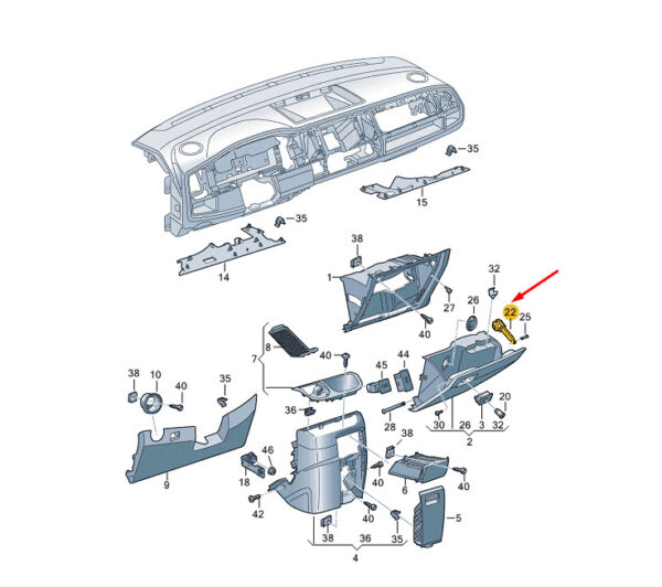 7E6858309 - VW TRANSPORTER VI T6 glove compartment brake element RHD 7E6858309 NEW ORIGINAL