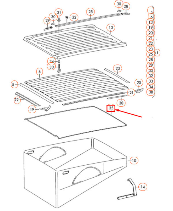 7E7875297 - Volkswagen Transporter T5 Roof Frame Gasket Seal 7LA875297 NEW GENUINE