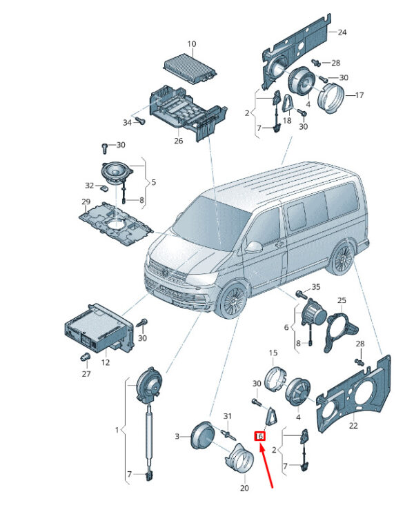 7H0035217B - NEW VW T6 REAR MEDIUM SIZE/HIGH SPEAKER SEAL RING 7H0035217B