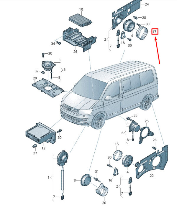 7H0035218A - VW TRANSPORTER VI T6 sealing ring for speakers rear right 7H0035218A NEW