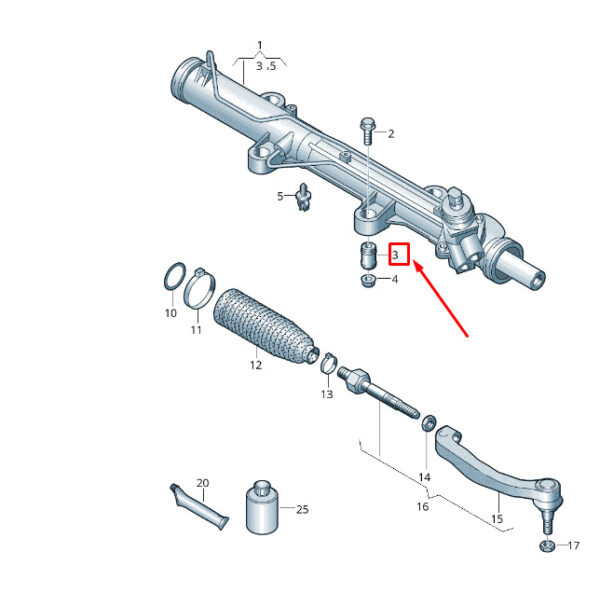 7H0419081 - VW TRANSPORTER VI T6 steering gearbox rubber jack 7H0419081 NEW ORIGINAL