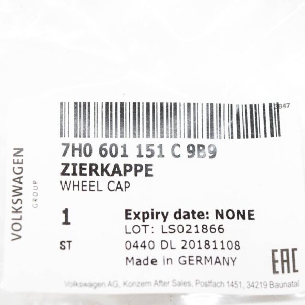 7H0601151C - VW TRANSPORTER T5 WHEEL CENTRE HUB CAPS SET 4PCS 7H0601151C9B9 NEW GENUINE