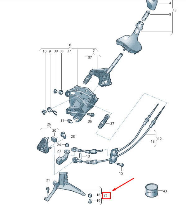 7H0711781F - NEW VW TRANSPORTER VI T6 SELECTOR MECHANISM ABUTMENT 7H0711781F
