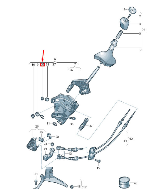 7H0711795 - VW TRANSPORTER VI T6 spacer sleeve for switching mechanism 7H0711795 NEW ORIGINAL