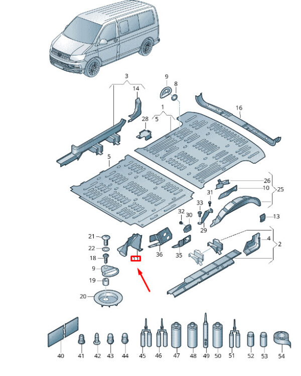7H0802380D - NEW VW TRANSPORTER VI T6 BOTTOM RIGHT SUPPORT PLATE 7H0802380D